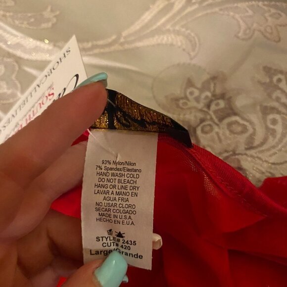 ✌NEW WITH TAGS CALLIE GLAM SQUAD SEQUIN SHEER LONG SLEEVE TOPS RED SIZE … - Picture 8 of 9